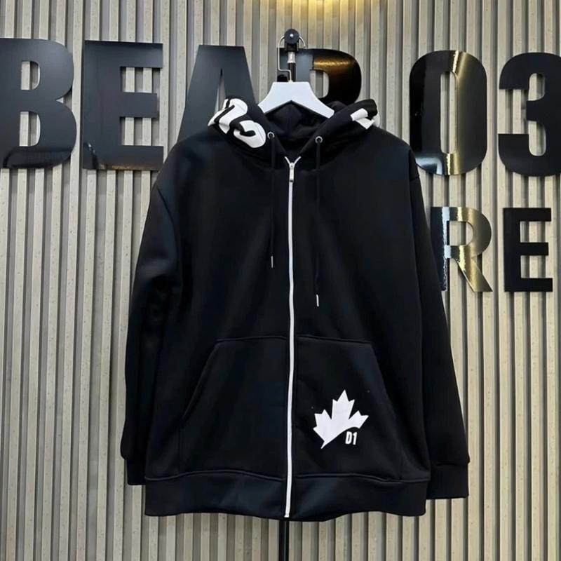 Áo Khoác Hoodie Zip Nam Nữ Họa Tiết In Chữ DSQ Mũ Lá Phong D1 Siêu Hót Chất Nỉ Bông Dày Dặn Mũ 2 lớp Form nam nữ