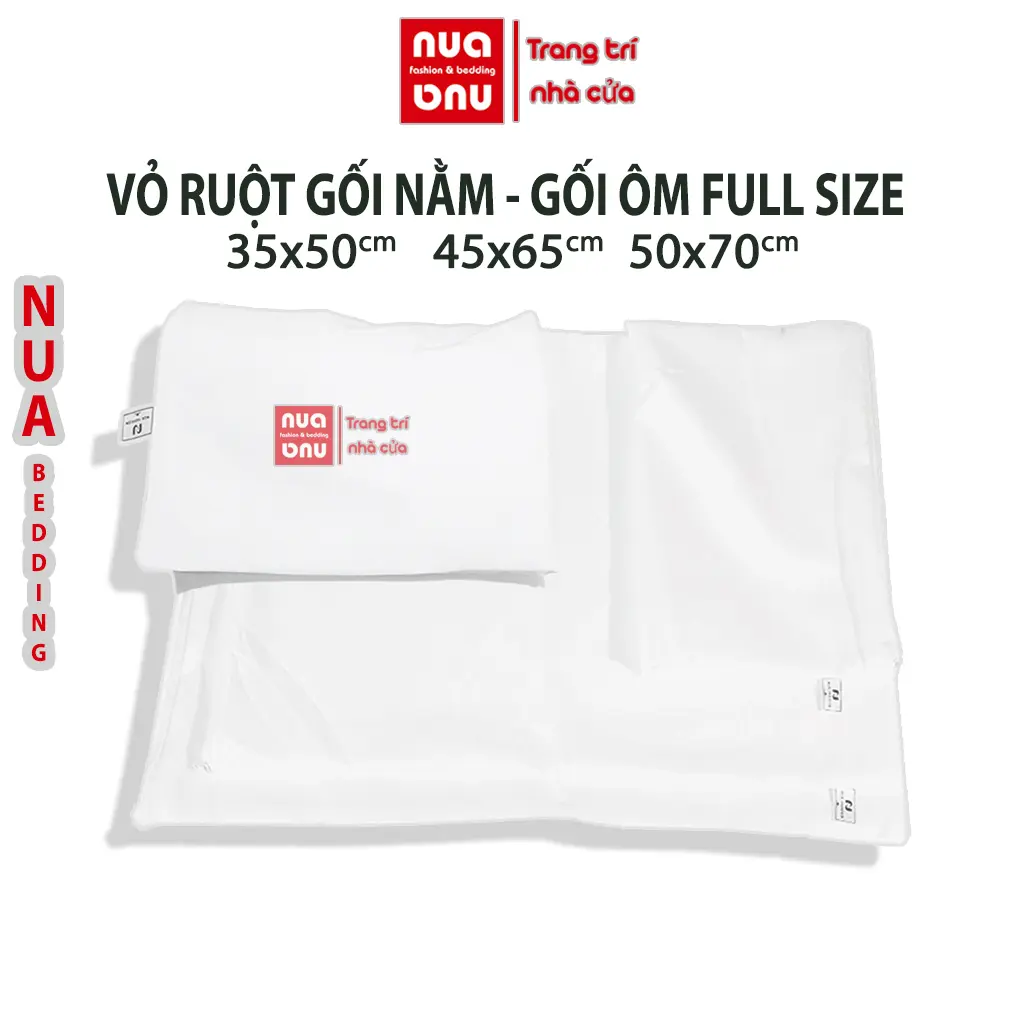 Vỏ ruột gối trắng, gối nằm có khoá kéo dùng nhồi bông gòn, vỏ ruột gối ôm dồn gòn bảo vệ sức khoẻ