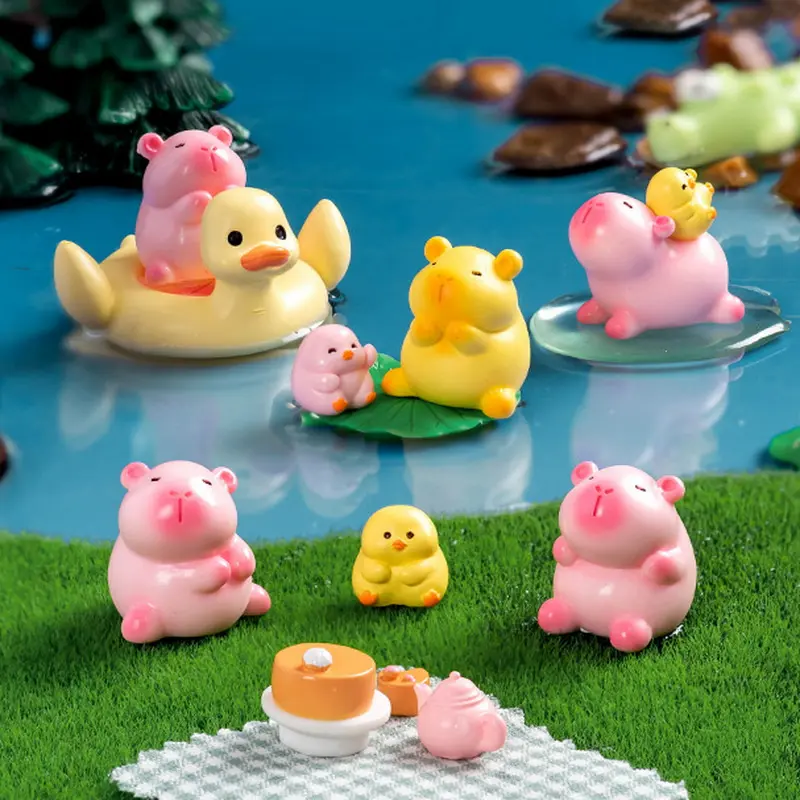 Mini Capybara And Duck Animal Figures Ornament Landscape Pot Dollhouse Home Garden Craft Decoration DIY Fairy Garden Accessories