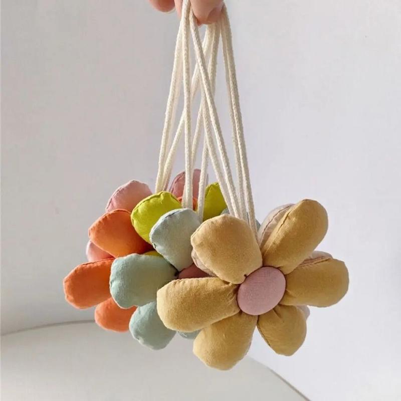 Product Introduction of Gift Stuffed Floral Lanyard Flower Bag Pendant Candy Color Floral Shape Keyrings Handbags Pendant Cloth Bag Match Accessories 12