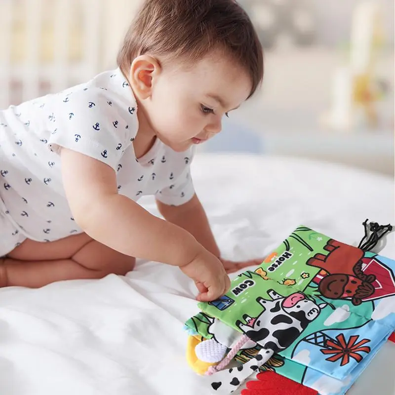 Farm Themed Cloth Book, 1 Count Tear-proof Animal Tail Cloth Book, Early Education Interactive Toy for Parent-child Time 4