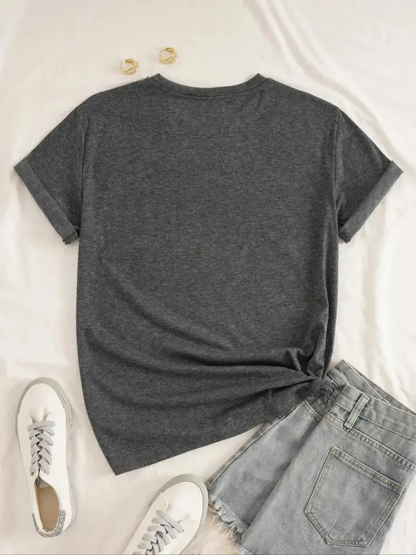 Women's "mama" Letter Print Round Neck Graphic Tee, Vintage Trendy Casual Drop Shoulder Half Sleeve T-shirt For Daily Wear, Ladies Summer Outfit 7