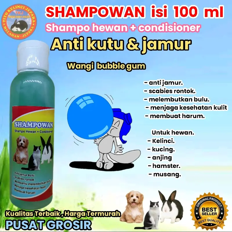 shampo kucing shampo kelinci shampo anjing 100 ml anti kutu harum premium 3
