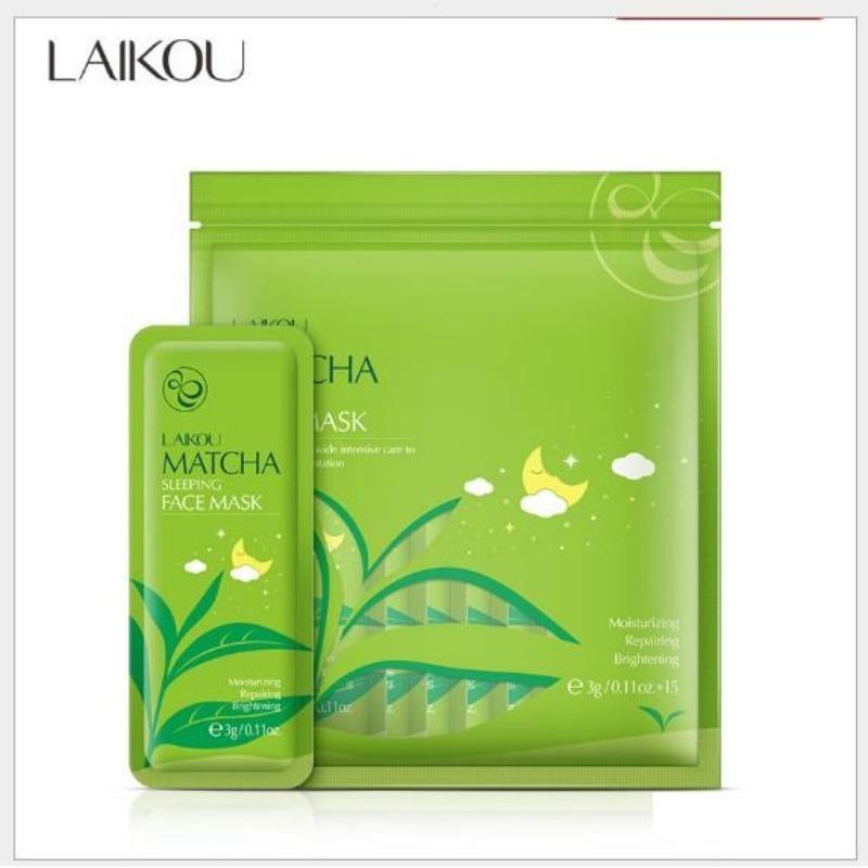 Túi 15 gói Mặt Nạ Ngủ Trà Xanh Matcha - Thành Phần Tự Nhiên Dưỡng Ẩm Sáng Da Ban Đêm Phù Hợp Mọi Loại Da