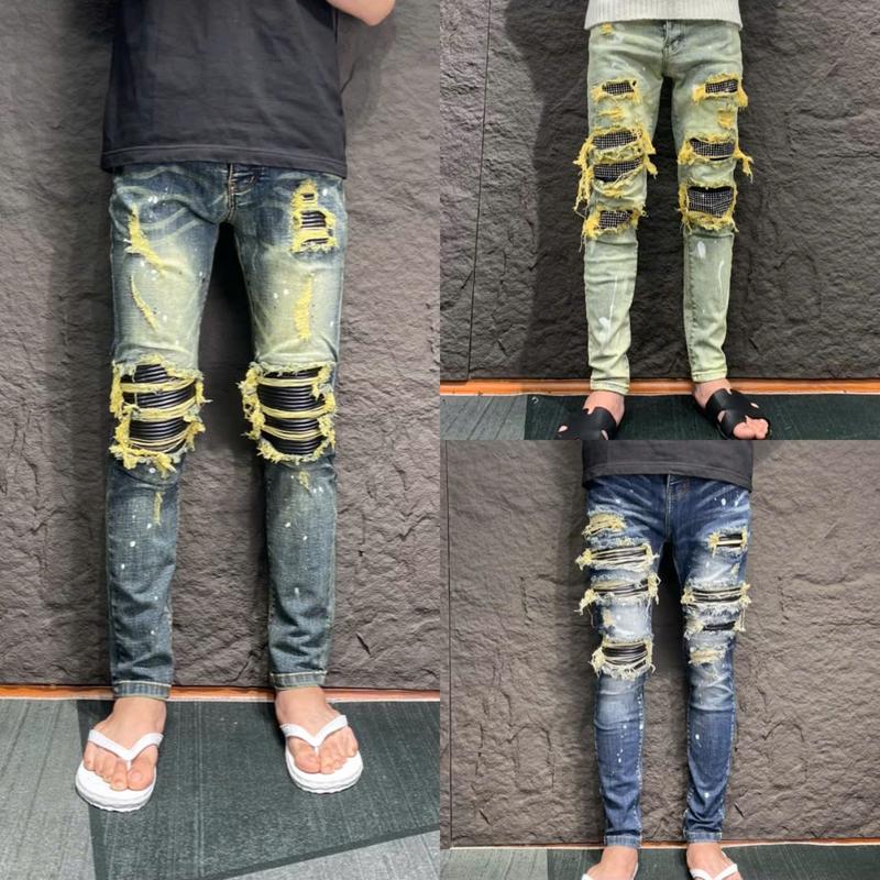 30 Quần jeans vá cứng vá da 4 cúc được ktra hàng Nam có thể giặt máy thường dai Kem Menswear[ Tặng Lì Xì ]