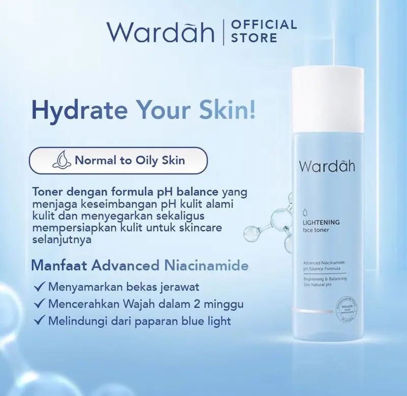 Wardah Lightening Toner with Advanced Niacinamide 125 ml - Facial Toner - Perawatan Muka Hitam 4