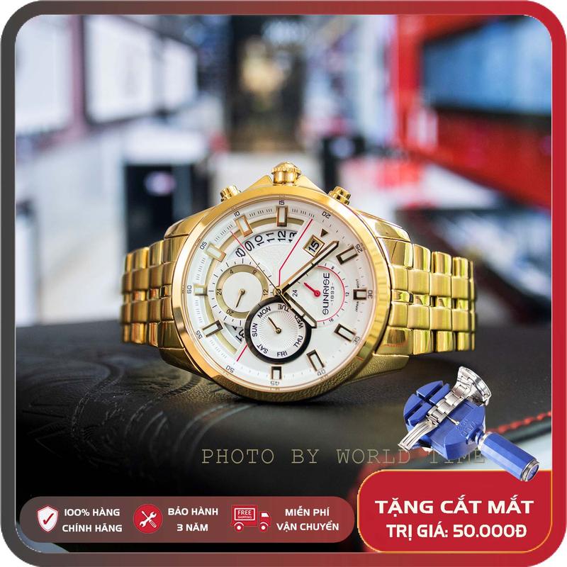 Đồng hồ Nam Sunrise 1246SA Full hộp , Thẻ bảo hành hãng , Kính Sapphire chống xước chống nước , Dây thép 316L