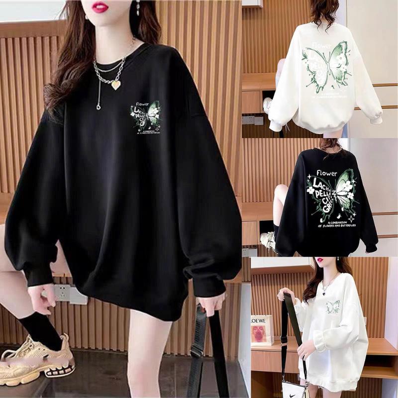  áo khoác nỉ SWEATER không nón tay dài logo in bướm sau lưng lunas 