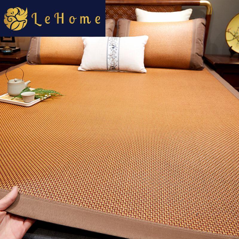 Product Introduction of [Accumulated Hot Sale 99.99 Million + Pieces] Lehome High-End Double-Sided Rattan Mat Three-Piece Set of Summer Sleeping Mat Ice Silk Mat Foldable Student Household Dormitory Summer 0