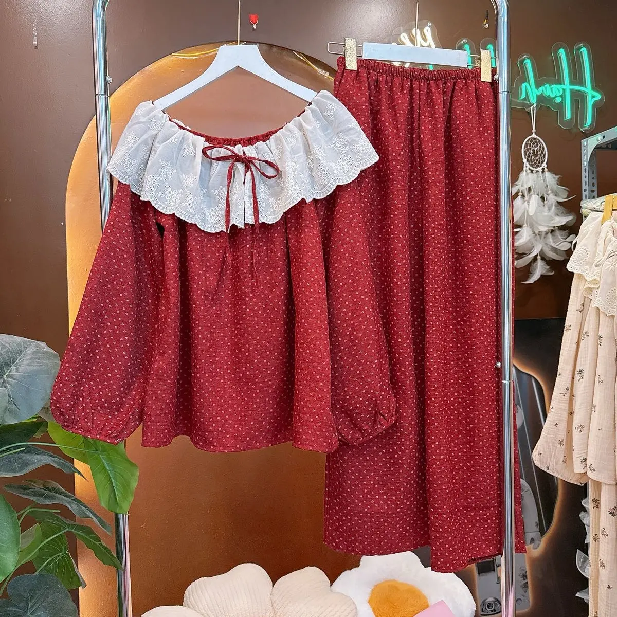 Bộ quần áo tay dài quần dài thu đông Nữ  - Mã T87