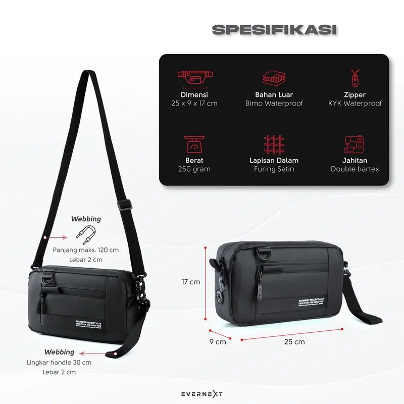 Evernext - Clutch Bag Pria Anti Air Pouch Bag Waterproof Pria Sling Bag Felix Pria Tas Selempang Distro Pria 1