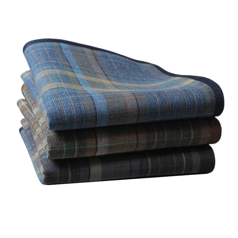 3x Men's Handkerchiefs Stripe Checkered Pattern Bandanas 40cm Pocket Squares for Casual Formal Grooms Gentlemen Grandfathers