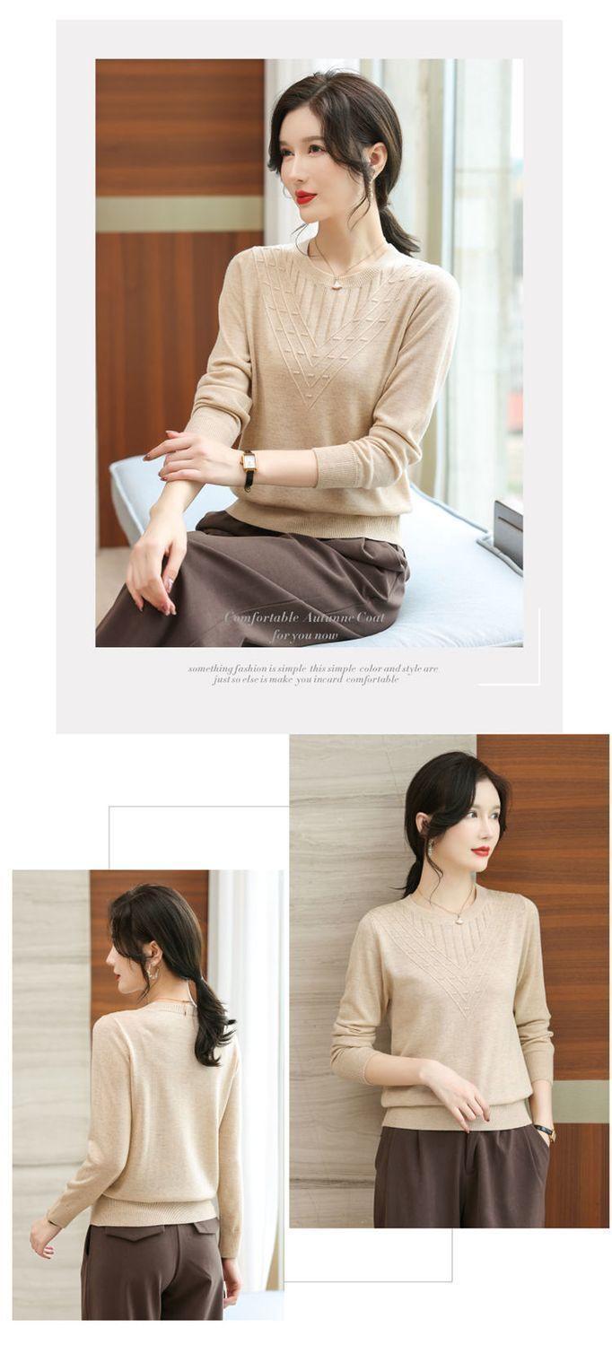 Product Introduction of Áo Len Dài Tay, Hàng Mới Về Mùa Thu Năm 2025, Cổ Tròn, Áo Lớp Nền Dệt Kim, Phong Cách Phương Tây Cho Phụ Nữ Trung Người Già, Áo Sơ Mi Nhỏ Áo Thời Trang Dễ Phối Đồ, Được 5871 Người Đánh Giá Cao. 16