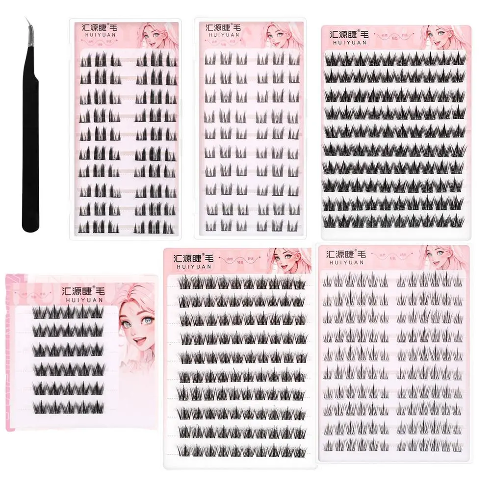 5D Glue-free False Eyelashes Elf Eyelashe Little Devil Sunflower Natural Curling Thick Manga Eyelashes [Free Glue&Tweezer]