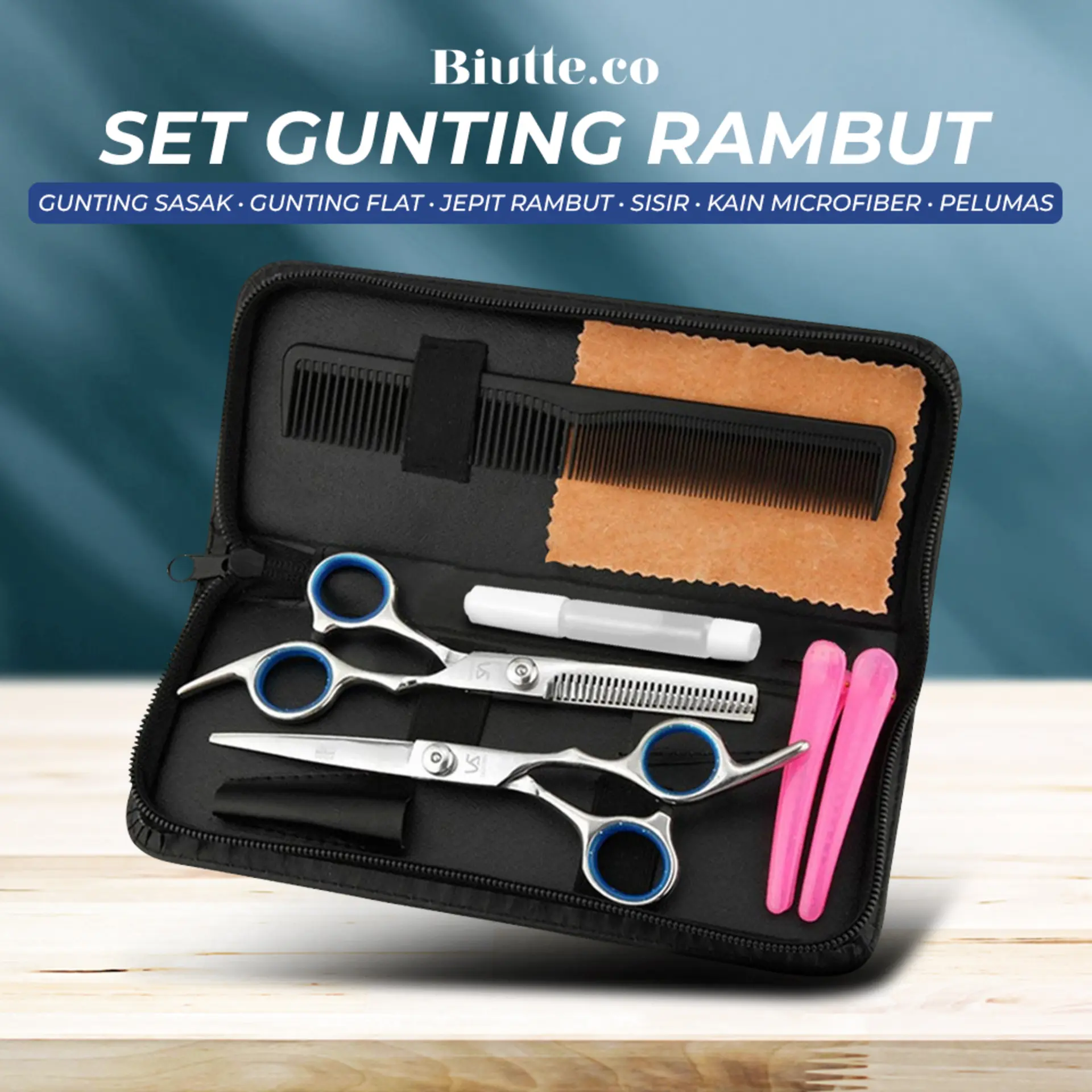 Peralatan Set Gunting Rambut Salon Profesional - BHT002 - Black