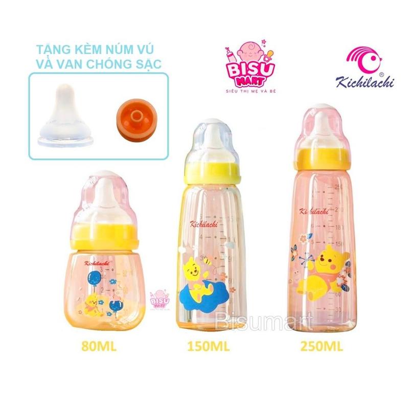 Bình sữa cổ hẹp PPSU cao cấp KICHI 80ml - 150ml - 250ml hình gấu