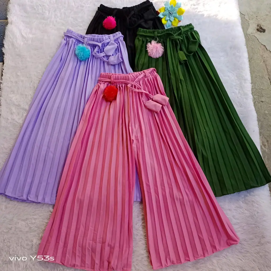 Celana kulot plisket anak perempuan usia 4-14tahun / celana kulot anak / kulot Fashion