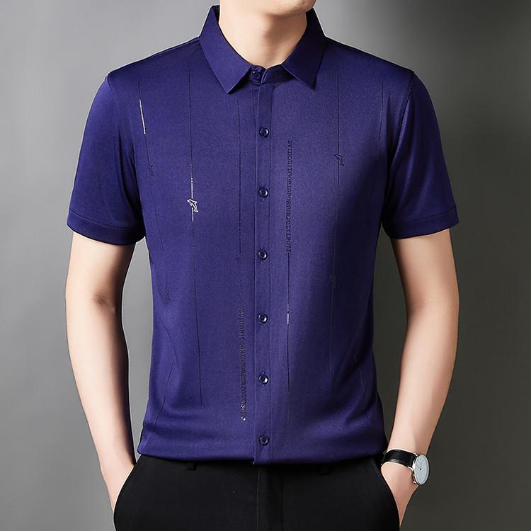 Product Introduction of Men's Casual Polo Shirt Short Sleeve Breathable Easy Versatile Striped Design 17