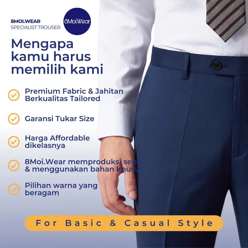 8MOIWEAR Celana Formal Pria Slimfit Panjang Kantor Pria Slimfit 5
