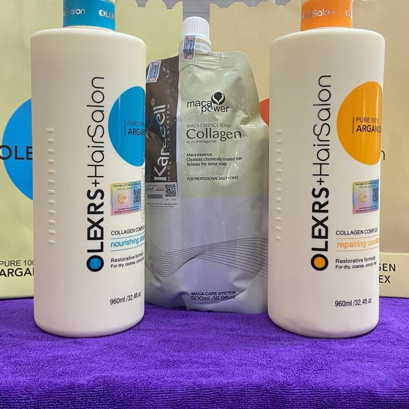 combo Dầu gội xả OLEX hỗ trợ mọc tóc giảm rụng tóc hỗ trợ phục hồi tóc hư tổn Dưỡng Tóc siêu thơm. Tặng túi colagen 500ml Collagen Tea Tea