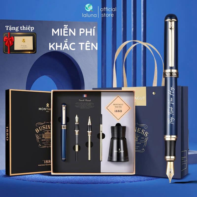 Set Quà Tặng VIP Bút Ký cao cấp MIỄN PHÍ KHẮC TÊN Montagut 2002 tặng thầy cô giáo, sếp, đối tác Lalunavn B204
