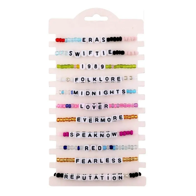 11Pieces/set Swiftie Bracelets Exquisite Handcrafted Beaded Wristband Stylish Swiftie Letter Bead Charm Bracelets Girl