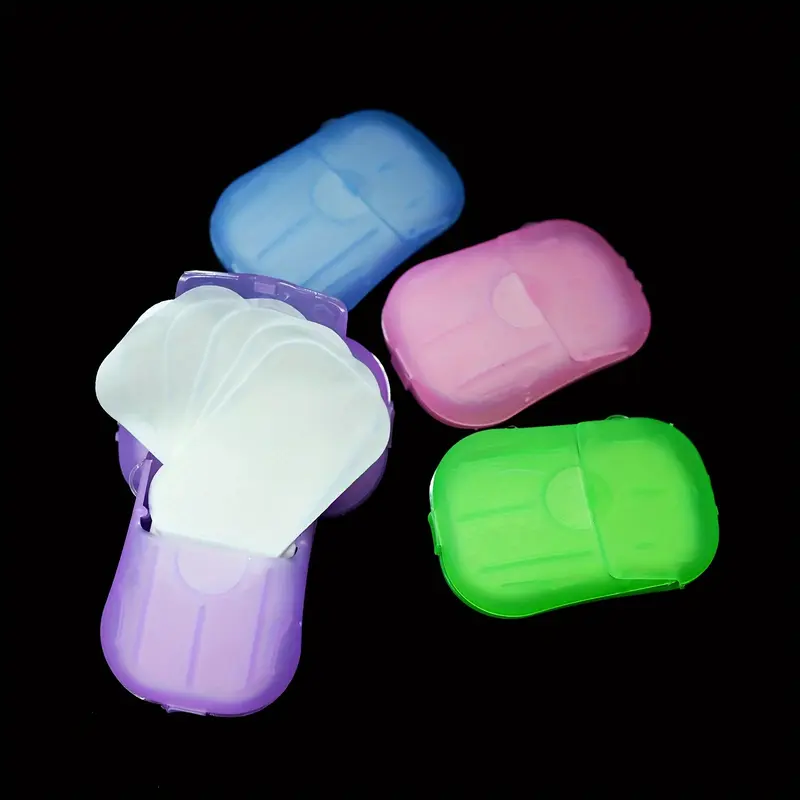 Xà phòng dùng một lần, 1 hộp / 4 hộp, Viên rửa tay Cầm Tay Đóng Hộp, Tấm xà phòng mini, Thích hợp cho du lịch 0