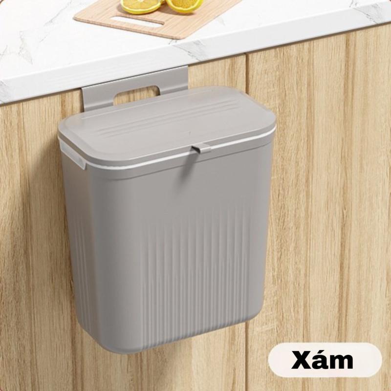 Thùng rác treo tủ bếp,treo tường đa năng - thùng 12L nhà tắm dán tường, có nắp đậy thông minh 2