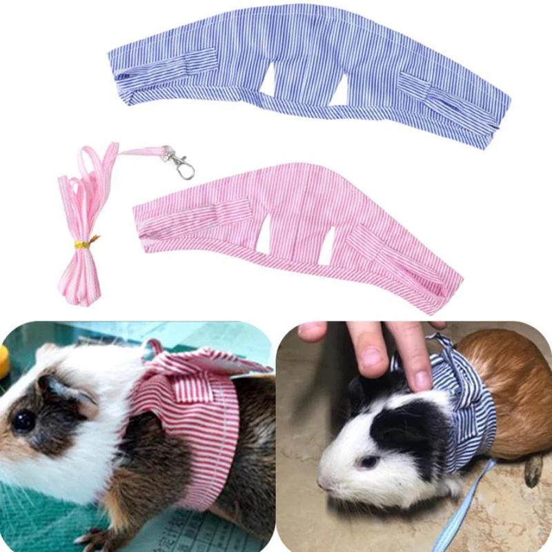 Product Introduction of Small Pet Two-legged Chest Strap Outdoor Traction Rope Leash Clothes for Chinchilla Dutch Guinea Pig Breathable Cotton Corset 8