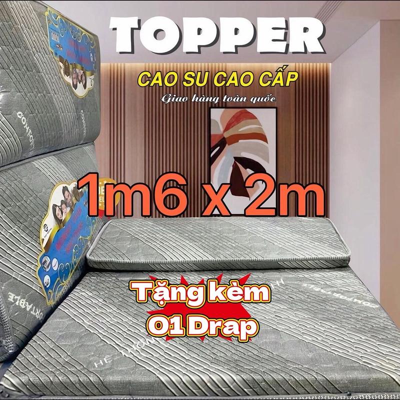  1m6 x 2m x 06cm ,Tặng kèm 01 Drap - Nệm Topper  nệm ký túc xá  nệm văn phòng . Nệm êm đàn hồi tốt nem  van topper  everon 
