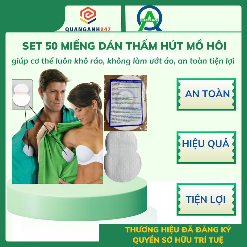 50 Miếng dán chống mồ hôi nách, miếng dán ngăn mồ hôi nách siêu thâm hút cho Nam và Nữ che tên sản phẩm