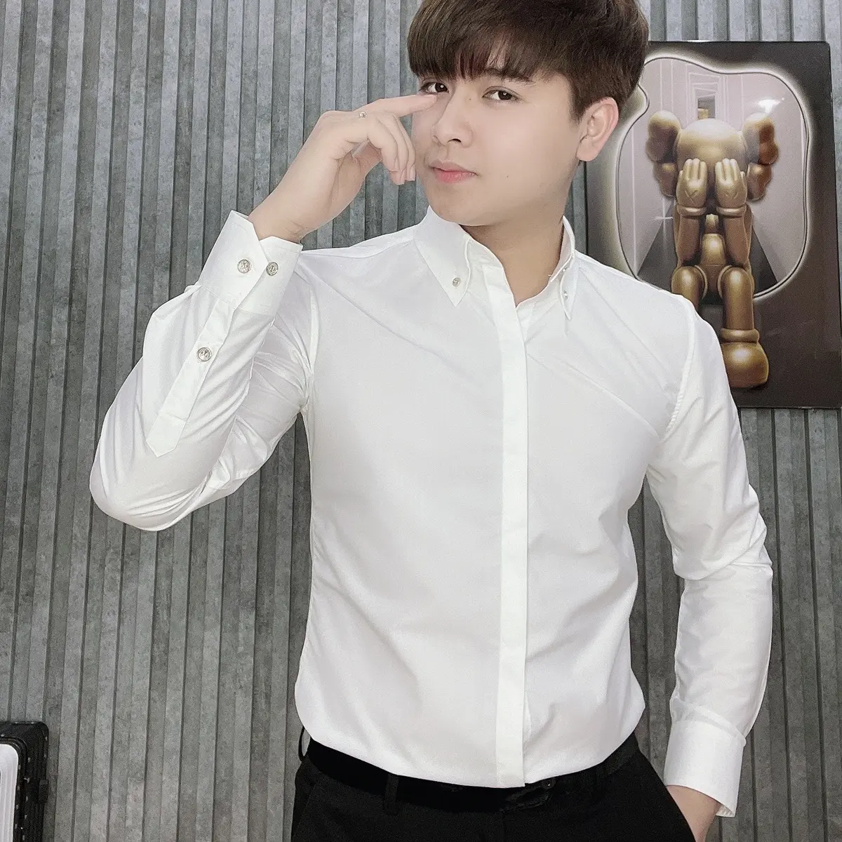 Áo Sơ mi Luxury bản cổ to chuyên mix Vest... Nam Menswear