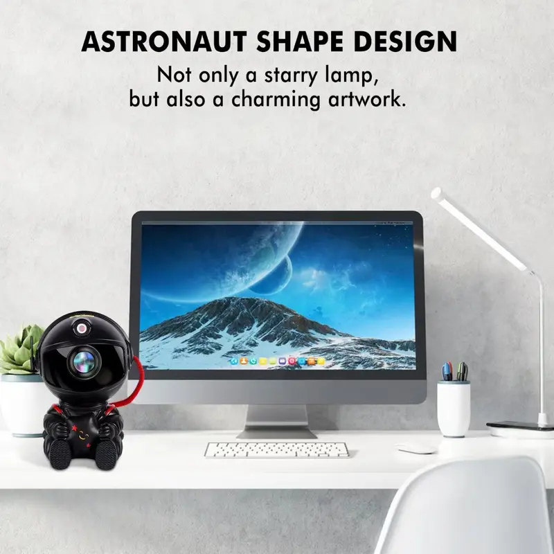 Astronaut Design LED Starry Sky Projector Night Light, USB Powered Starry Sky Nebula Atmosphere Projector Lamp, Novelty Lighting for Home Bedroom, Flashlight Projector, Black Laser Projector 2