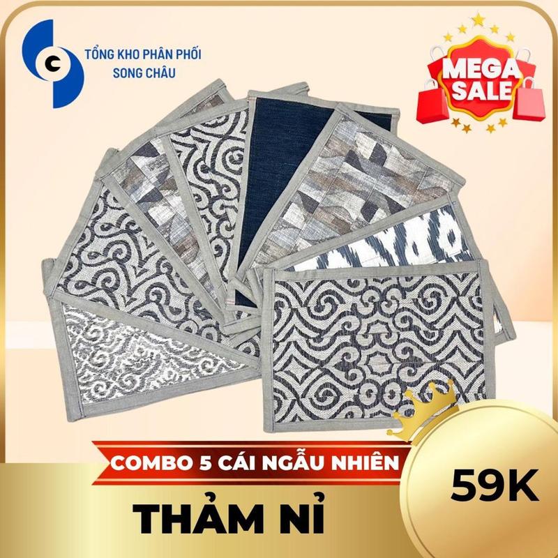 Set 5 tấm thảm lau vải nỉ, mẫu mã đẹp, đường may sắc nét, thấm hút và chống…