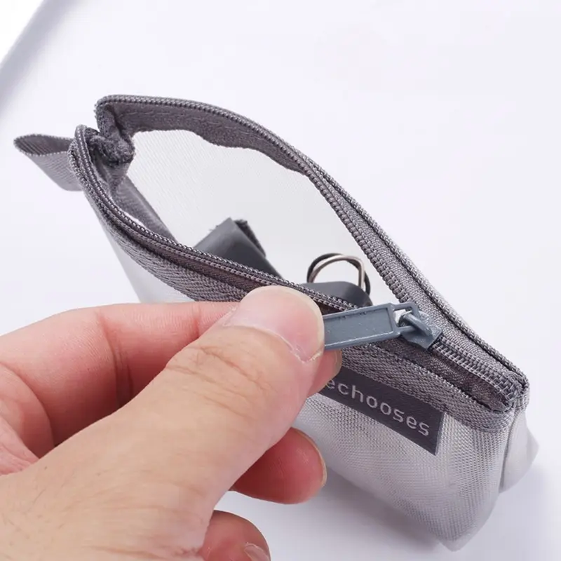Tas pouch mini jaring Pouch transparant alat tulis Dompet kosmetik makeup simple lucu aesthetic Paket penyimpanan saku portabel Lompatan kunci Tas kartu earphone USB lipstik Pouch organizer travel skincare Kantong aksesoris untuk pelajar sekolah kantor 5