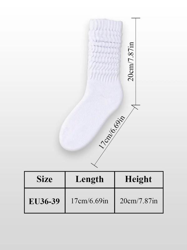 Women's Solid Crew Socks, Soft Comfy Breathable Stretchy Socks for Women, Lady Multipack Comfortable Mid-calf Knit Socks, Women's Socks & Hosiery 5