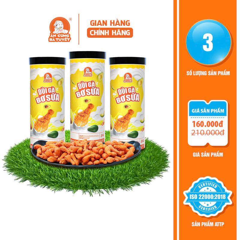 Combo x3 HŨ SNACK ĐÙI GÀ BƠ SỮA khổng lồ - ĂN CÙNG BÀ TUYẾT