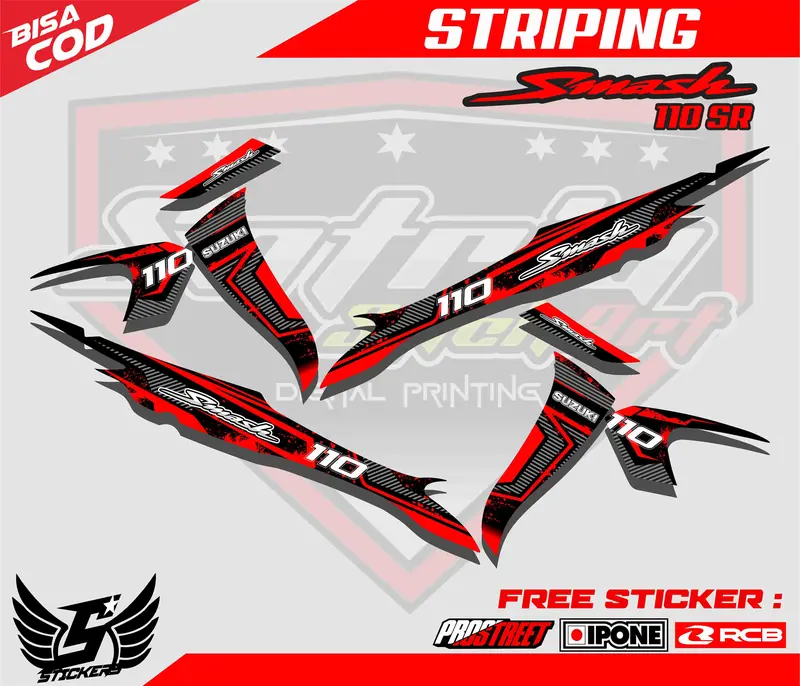 STRIPING VARIASI MOTOR SMASH / STICKER LIST VARIASI SUZUKI SMASH Motorcycle 4