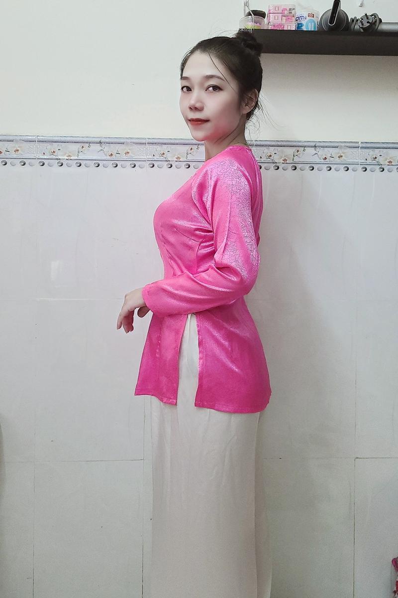 Product Introduction of Áo bà ba(không kèm quần) gấm hoa hồng nữ - Chất liệu cao cấp, tôn dáng và tôn da - Kem, Voi Women Nhung Top đồ lam [G10] 17