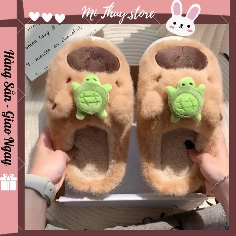   Chọn tăng 1 size  Dép bông nam nữ  dép xinh dễ thương dép đi trong nhà ngoài trời  mẫu mới 2024 DÉP HÌNH CAPYBARA BÔNG 
