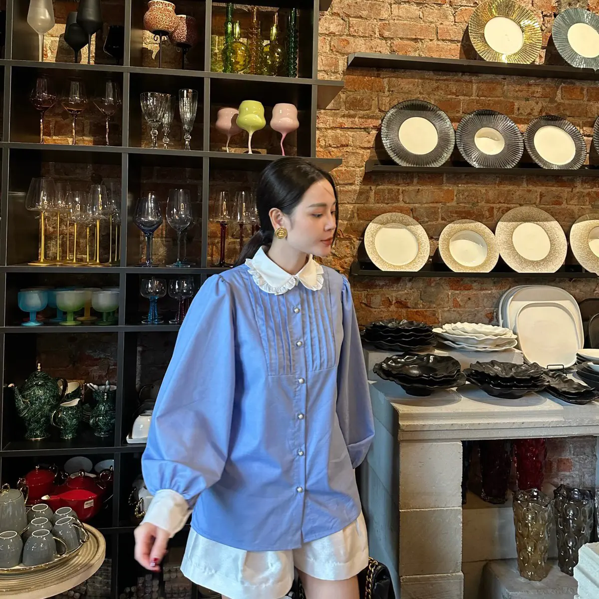 Áo sơ mi Laura bèo ly dài tay _ by Liin