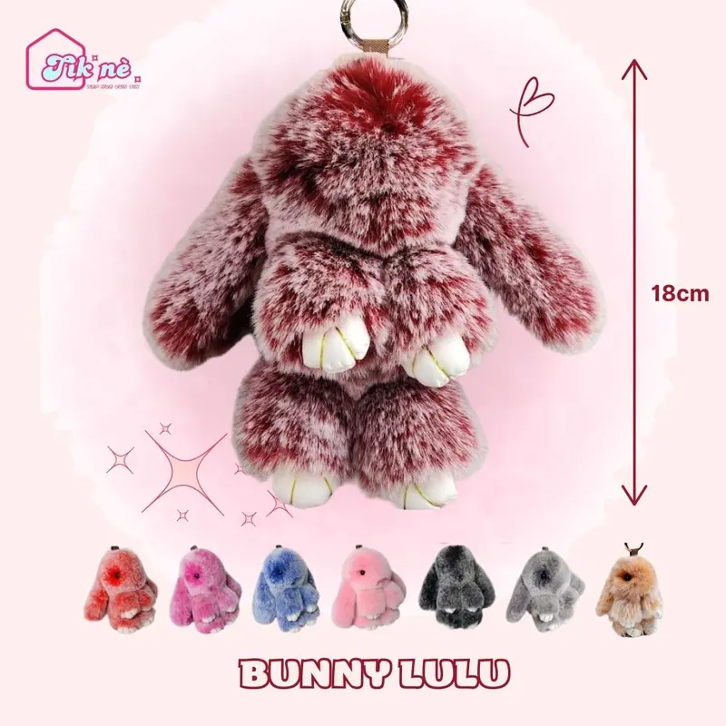 [BUNNY LULU] Thỏ nhồi bông đáng yêu lông dài, mịn. Móc Chìa Khoá , Tag túi xách thỏ bông lông dài Hot Trending. Móc Khoá Nữ, Phụ kiện treo túi xách Nữ charm  labubu Móc Khóa Women 1
