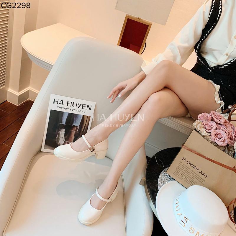 Giày cao gót nữ HÀ HUYỀN bóng quai ngang khóa tròn 5cm - CG2298 6