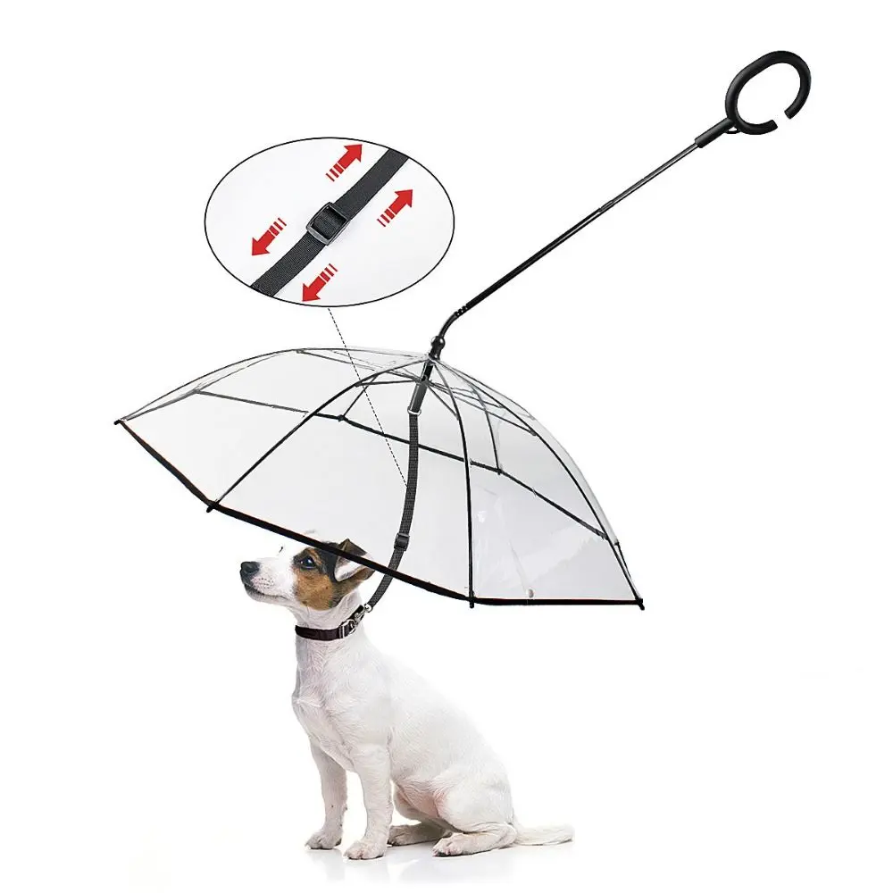 Detachable Rainproof Transparent Pet Umbrellas Snowproof with Handle Dog Outdoor Umbrella with Dog Leash Adjustable Pet C-type Umbrella for Dogs Puppy