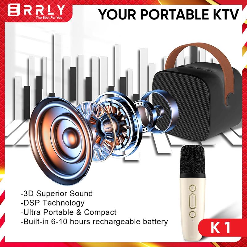 Karaoke Speaker Bluetooth Wireless ERRLY K1 Set MINI Speaker Karaoke Microphone 2Mic / 1mic All In One 4