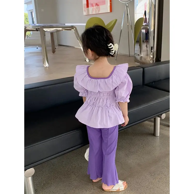 BABYHOKI STORE Usia 7 8 9 10 Tahun Baju Anak Tanggung Cewek [363620] - Setelan Blouse Lengan Balon Anak Perempuan - Motif Plain Rubber 3