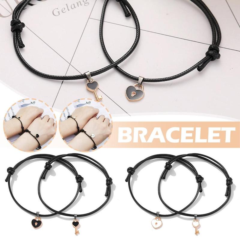 Product Introduction of สร้อยข้อมือเชือกคู่ 2 ชิ้น กุญแจล็อคความรัก สร้อยข้อมือมิตรภาพ เสน่ห์ ของขวัญวันเกิด 16