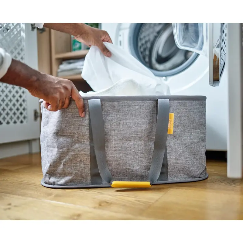 Collapsible 35L Washing Laundry Basket Bag, Durable Fabric, Moisture Resistant- Grey 4