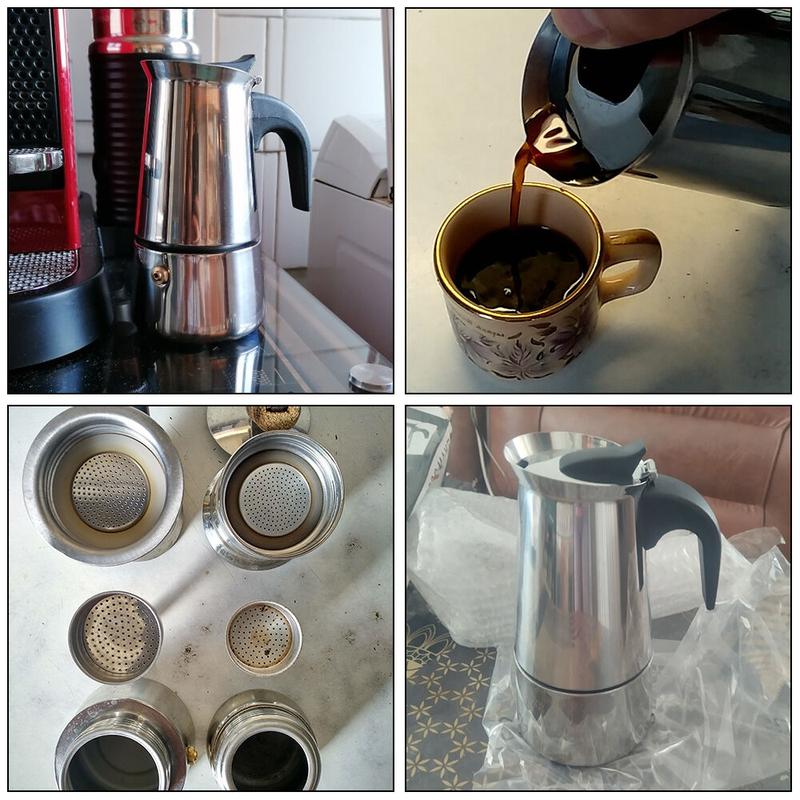 Product Introduction of Periuk Kopi untuk Dapur, Keluli Tahan Karat, Moka Espresso Latte, Penapis Dapur, Pembuat Kopi Moka, Tersedia dalam 2/4 / 6 / 9 Cawan, Periuk Pembuat Kopi Kitchenware 23
