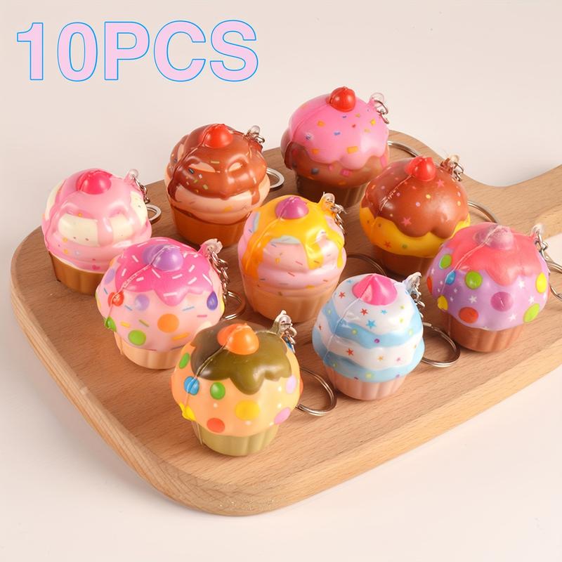 Product Introduction of Cute Ice Cream Keychain Set: Stress Toy, Ice cream Shape Squishes Toy, PU Sensory Fidget Toys Cute Cartoon Key Rings For Kids' Parties And Goodie Bags 6